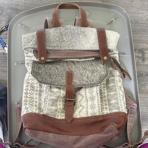 Myra Bag Gray and Brown Backpack